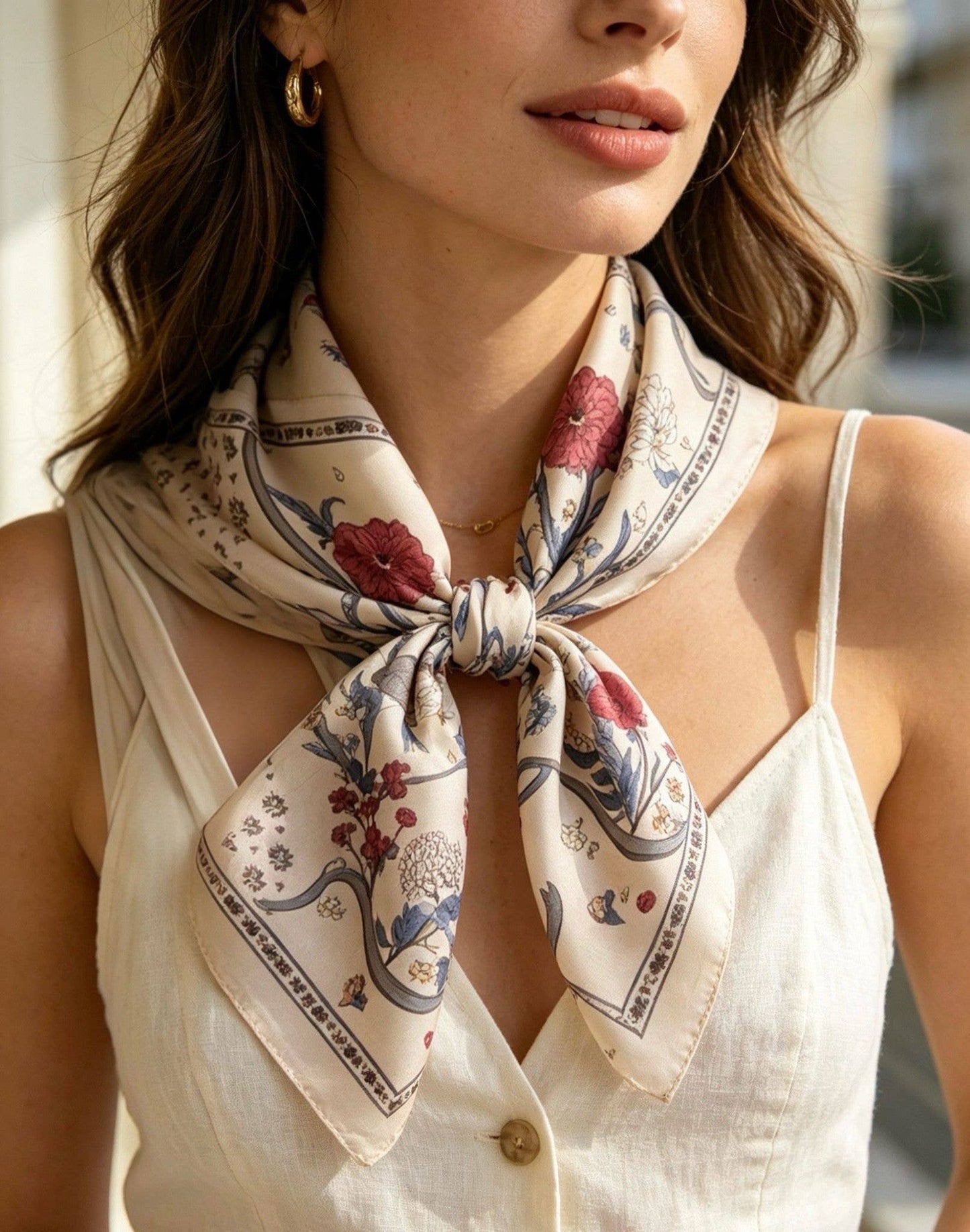 Pink Floral Silk-Touch Scarf