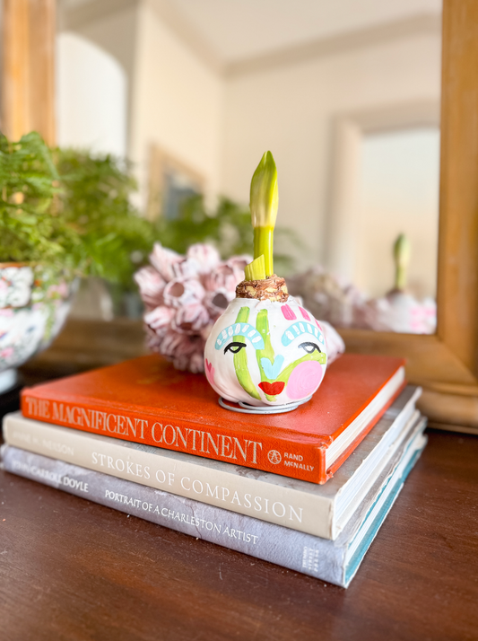 'Lola' Folk Art Face Waxed Amaryllis Bulb