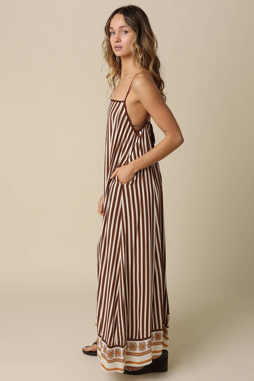 Lesly Striped Open Back Maxi Dress