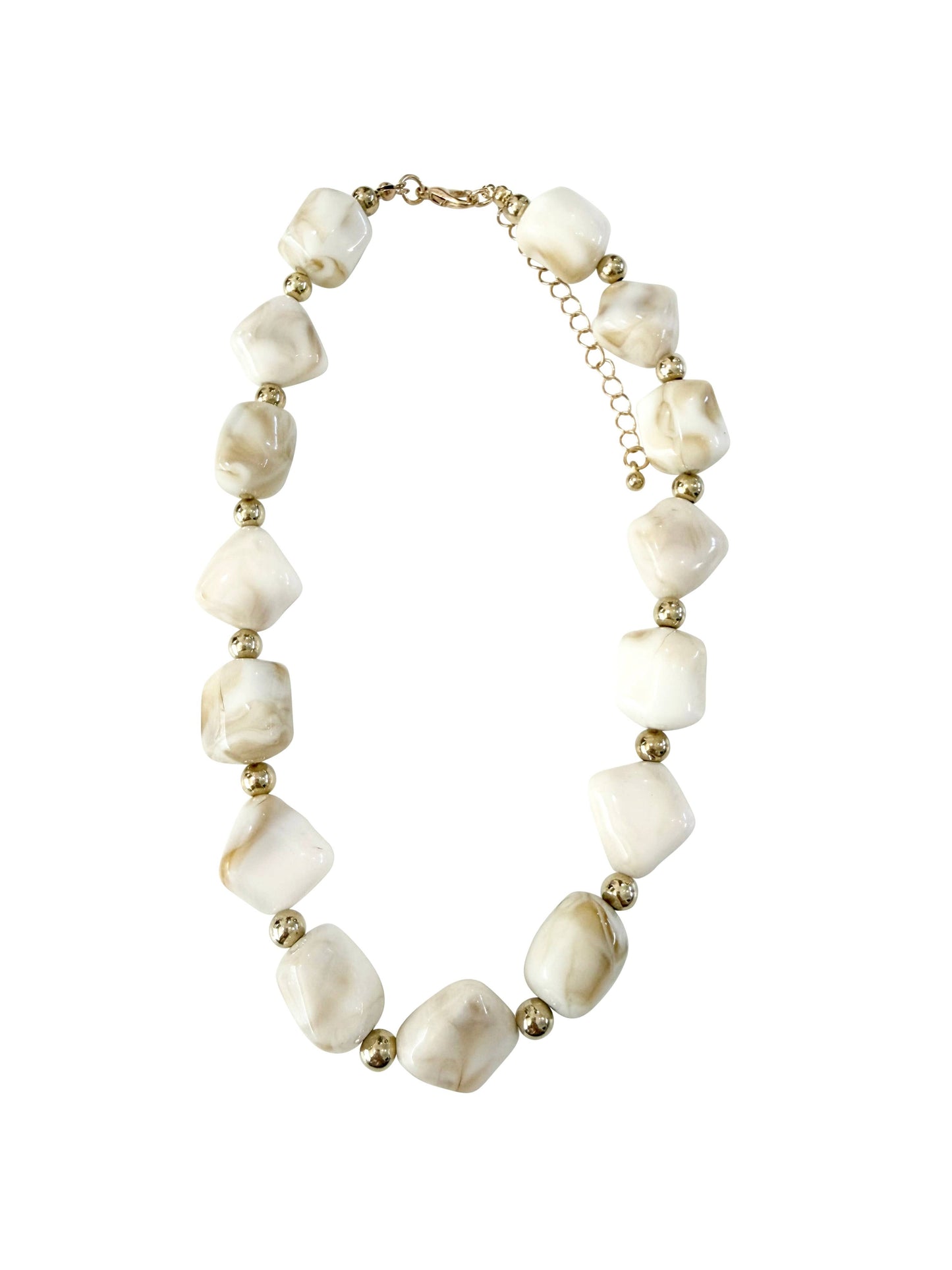 Evelyn Beaded Necklace- Cream