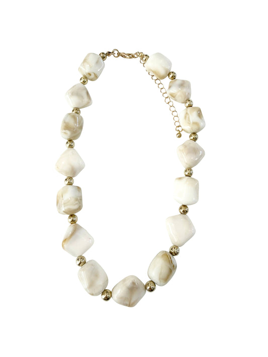 Evelyn Beaded Necklace-Cream