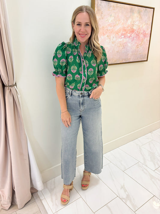 Hallie Floral Ruffle Sleeve Top