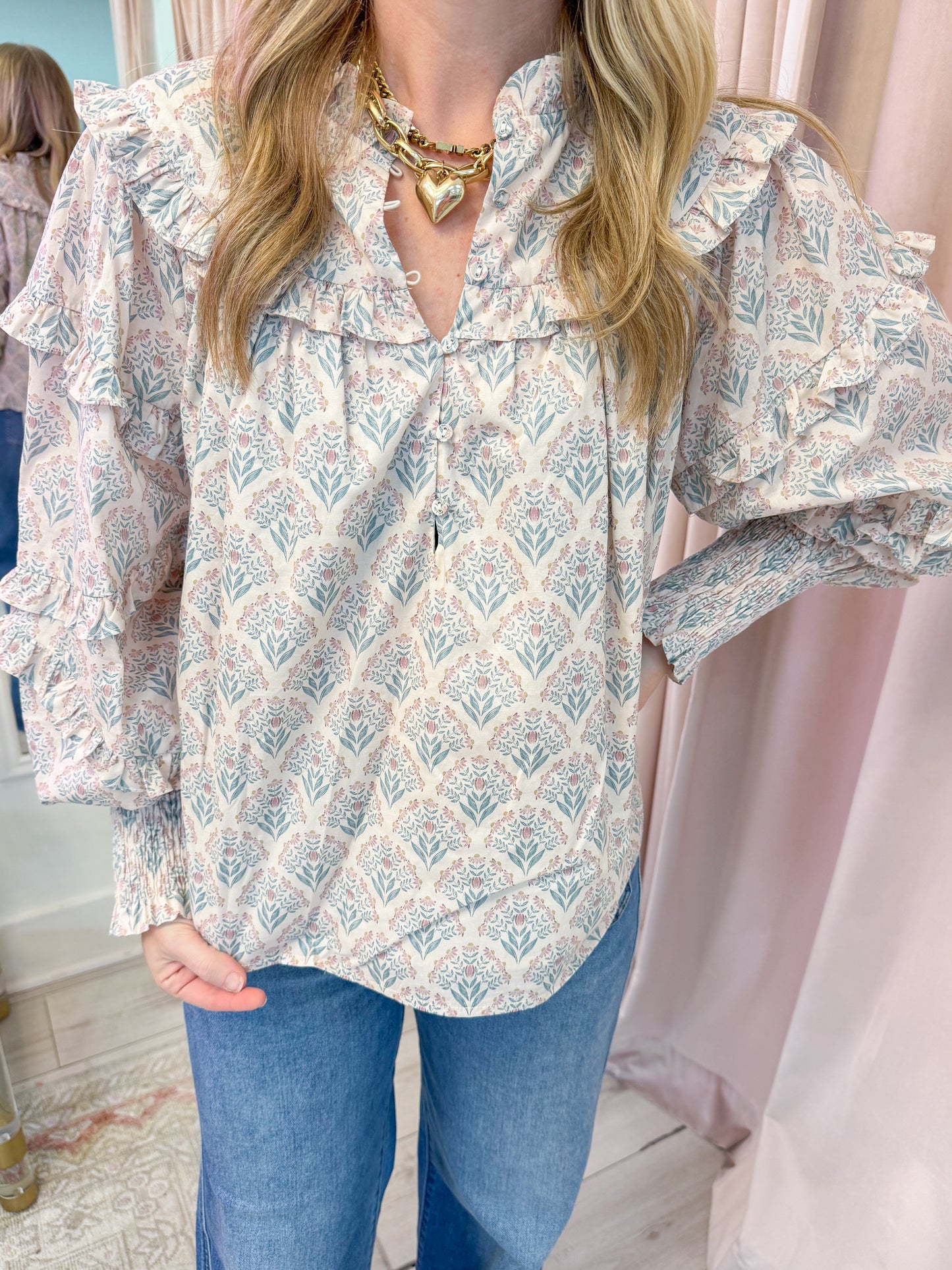 Tilley Floral Ruffle Sleeve Blouse
