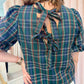 Wrapped in Tartan Tie Back Blouse