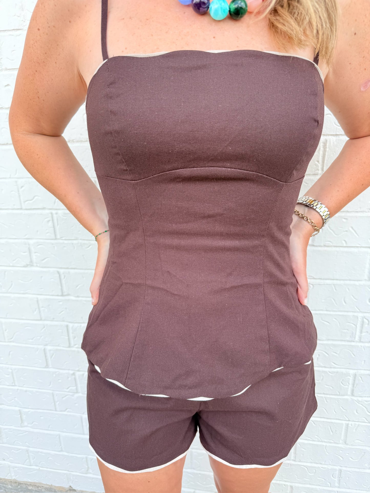 Espresso Scalloped Blouse