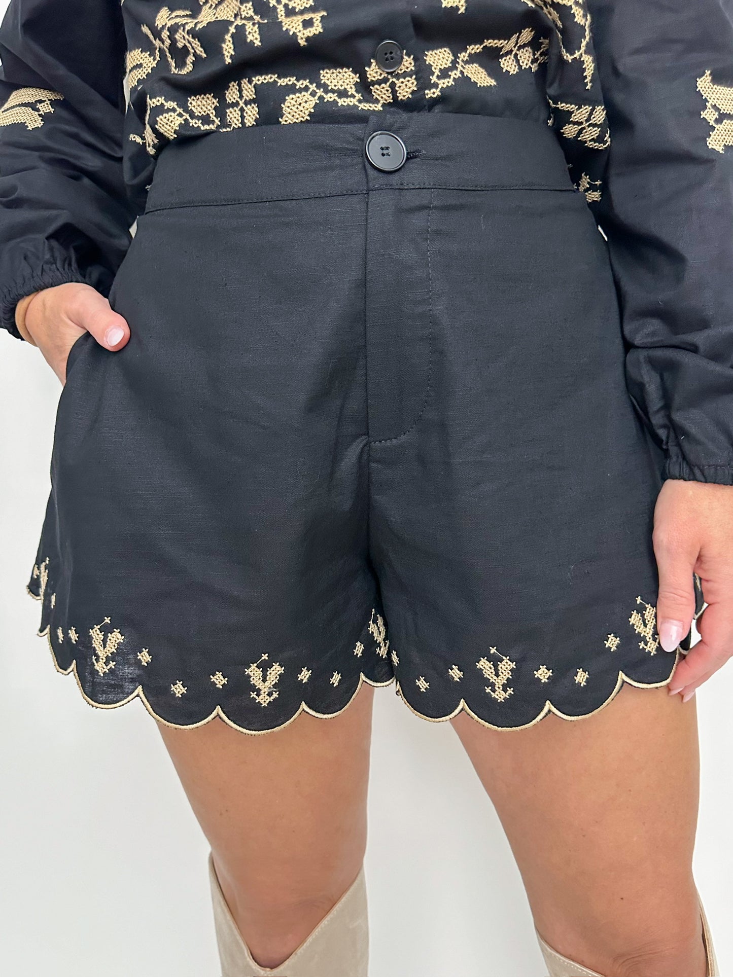 Anywhere But Here Embroidered Short