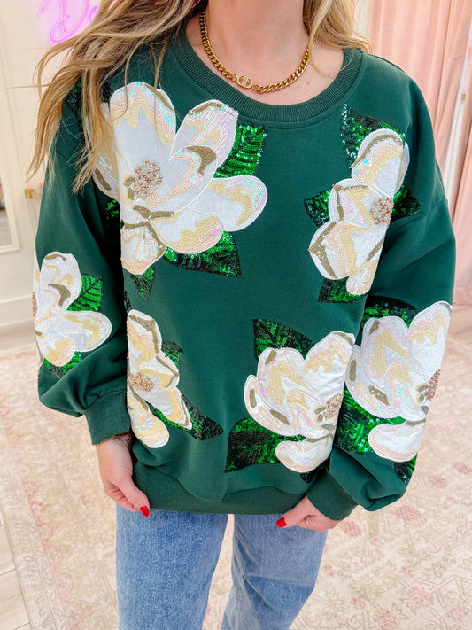 Dark Green Magnolias Sweatshirt