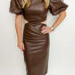 Make The Cut Vegan Leather Midi Dress
