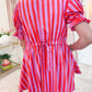 Stripe Puff Sleeve Mini Dress