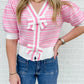 Stripe Bow Front Sweater Cardi