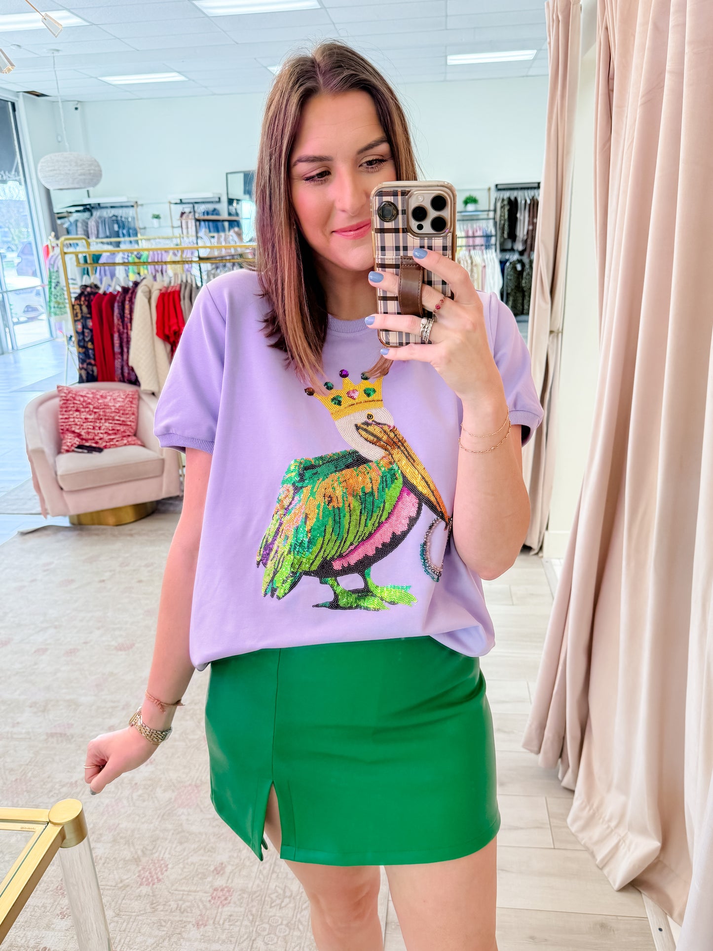 Mardi Gras Pelican Sequin Tee