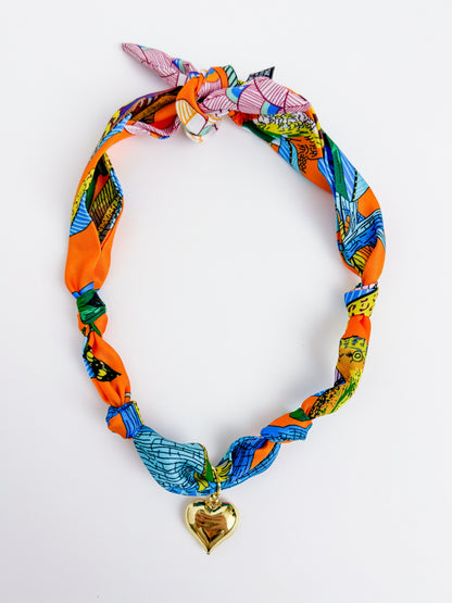 Knotted Scarf Necklace-Puffy Heart