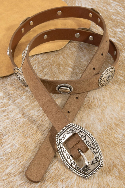 Concho Suede Vegan Leather Belt