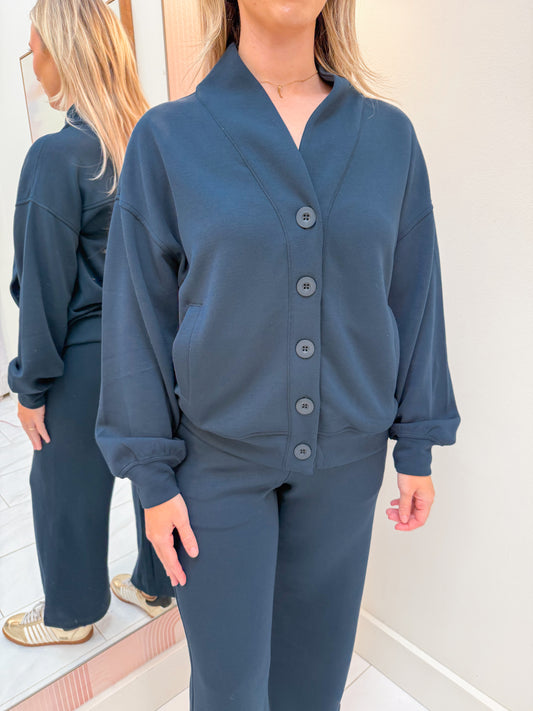 Scuba Luxe Button Down Cardigan