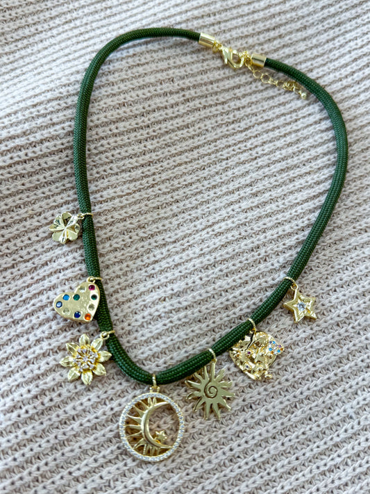 Luanne Multi Charm Cord Necklace