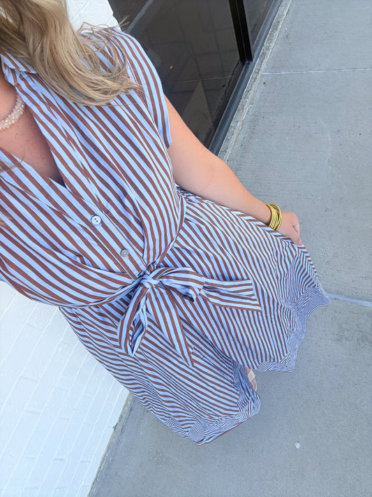 Coastal Strip Maxi Dress