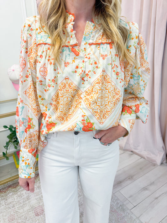 Butterfly Garden Button Up Blouse