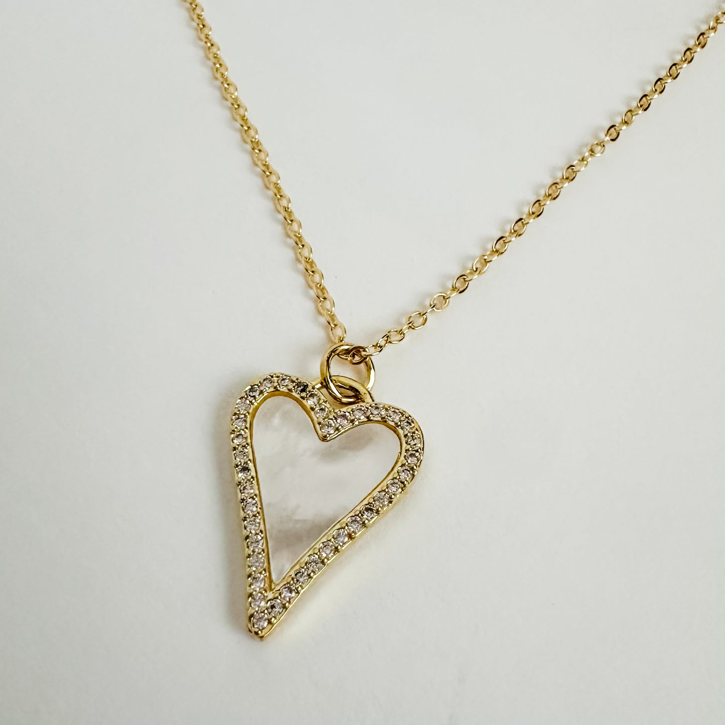 Luxe Pave Edge Heart Necklace