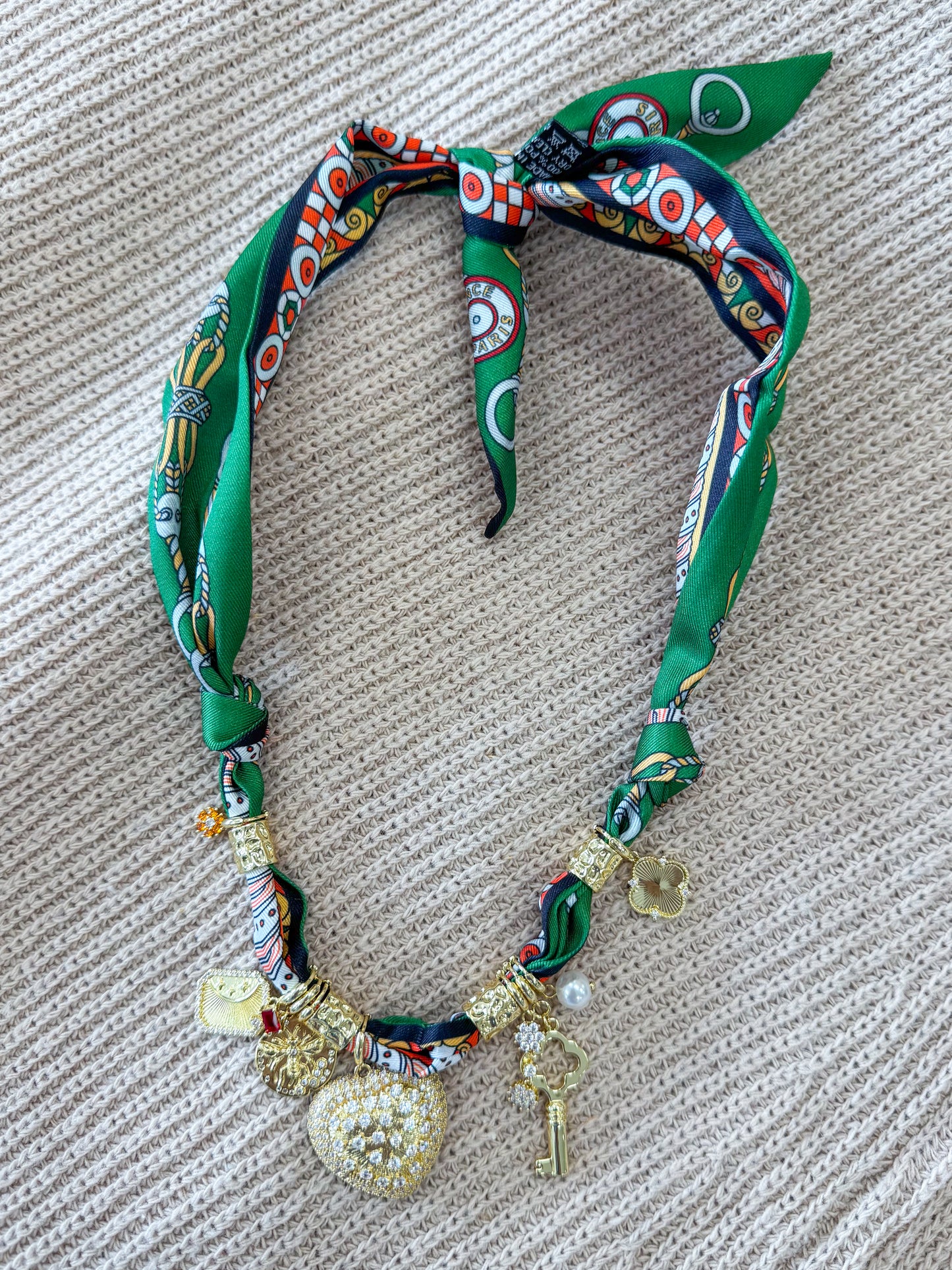 Julia Multi Charm Scarf Necklace