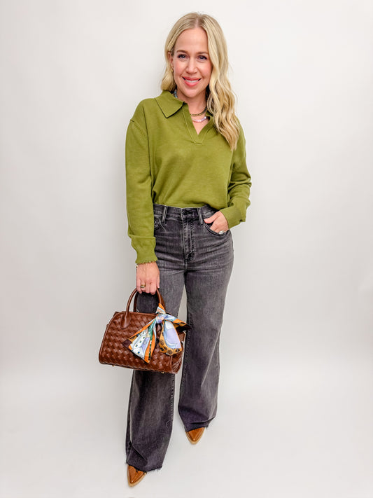 Vneck Collared Sweater
