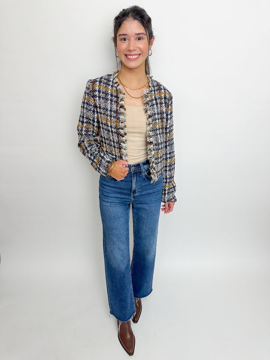 Agatha Plaid Tweed Jacket