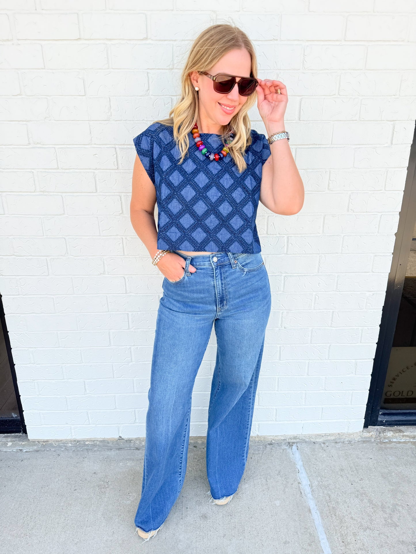 Denim Eyelet Greta Top