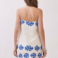Contrast Leaf Print Border Strapless Top