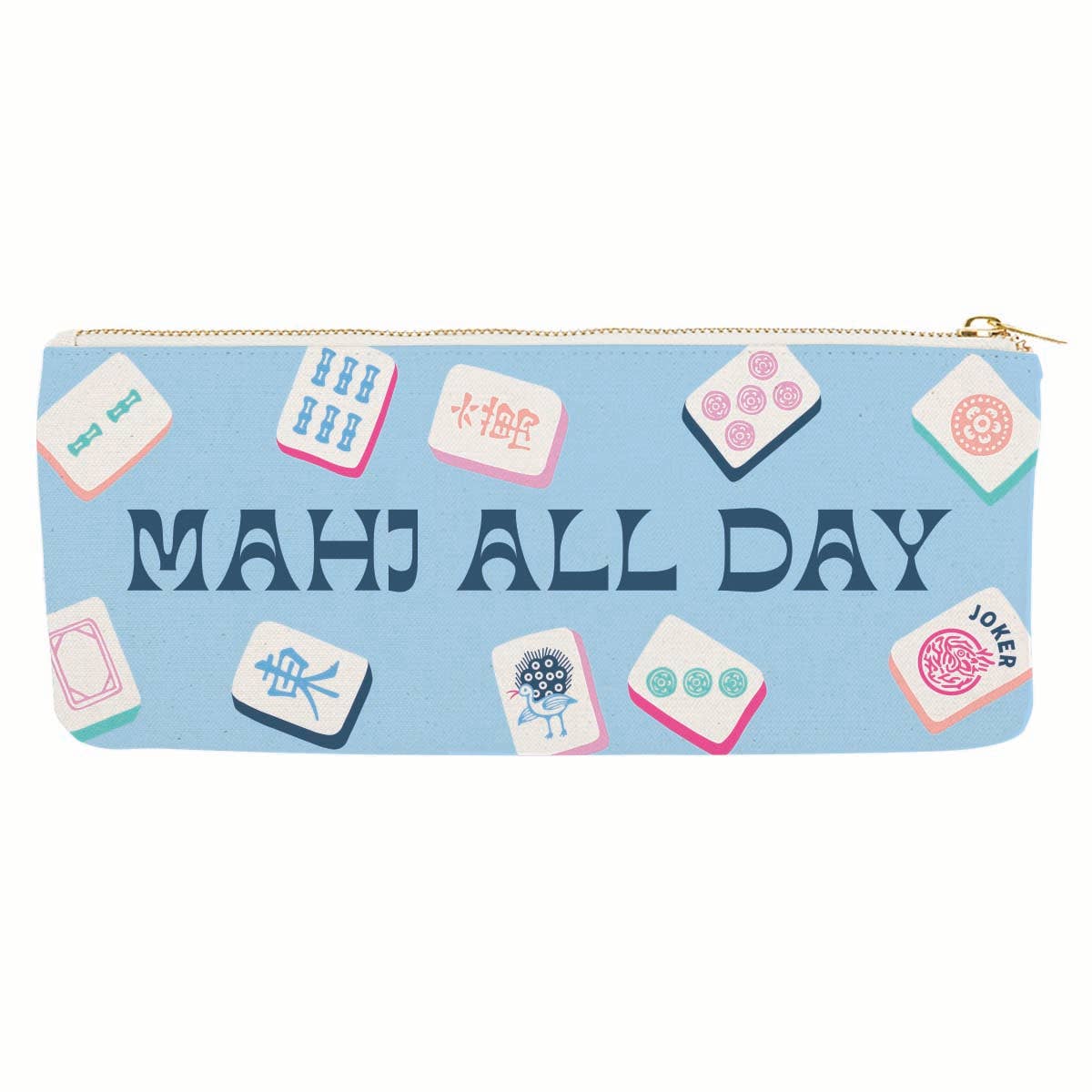 Mahj All Day Zipper Canvas Tile Pouch
