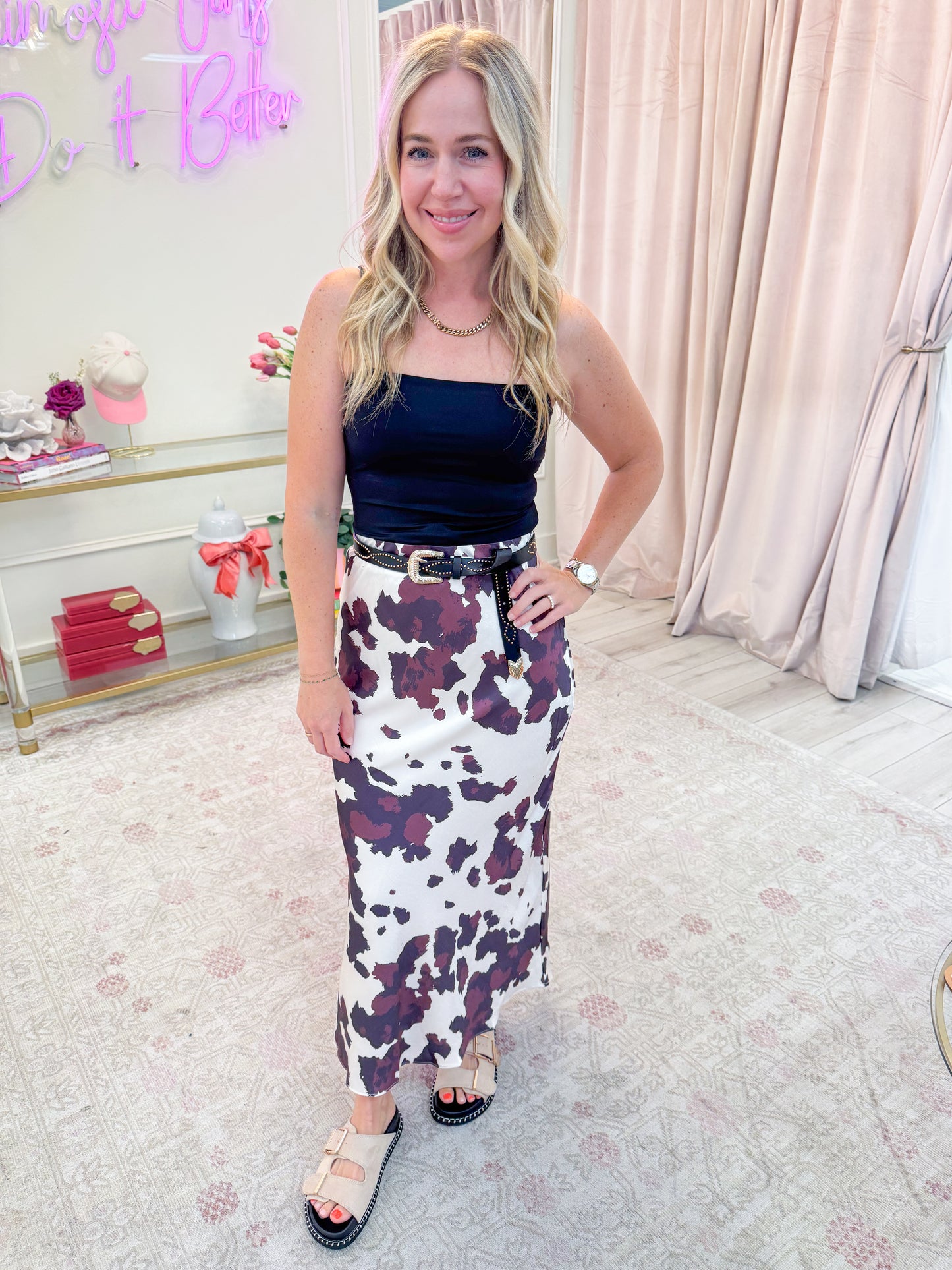 Highland Printed Midi Skirt