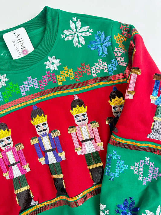 Vintage Nutcracker & Needlepoint Snowflake Sweatshirt