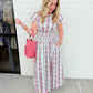 Rosita Floral Stripe Smocked Waist Midi Dress