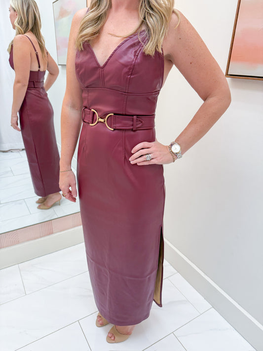 Kailey Leather Midi Dress