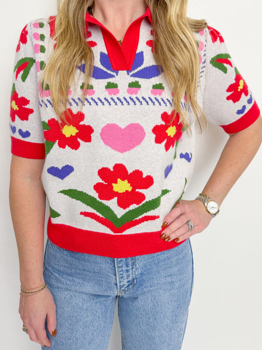 Mira Floral Sweater Top