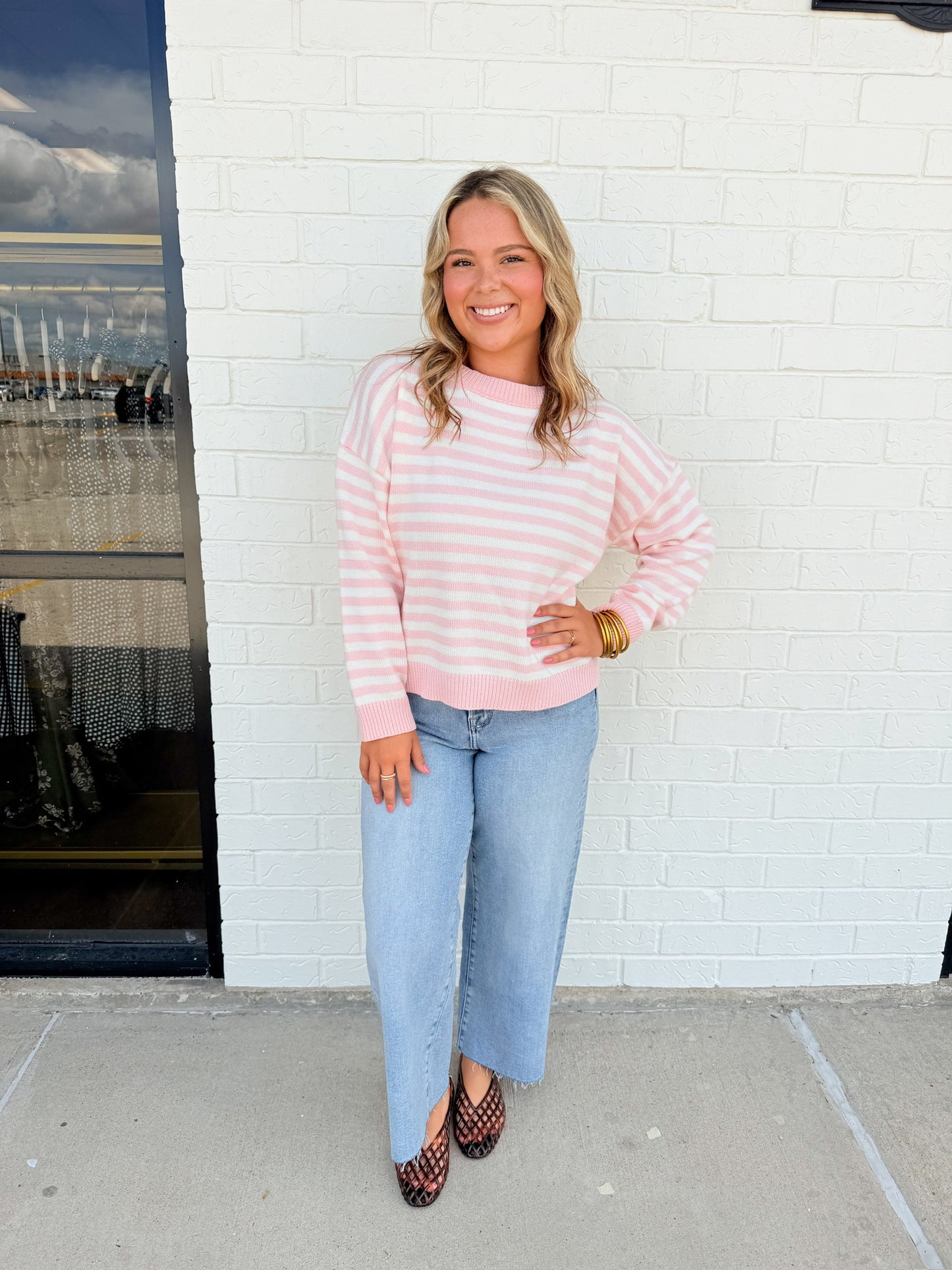 Blush Stripe Crewneck Sweater