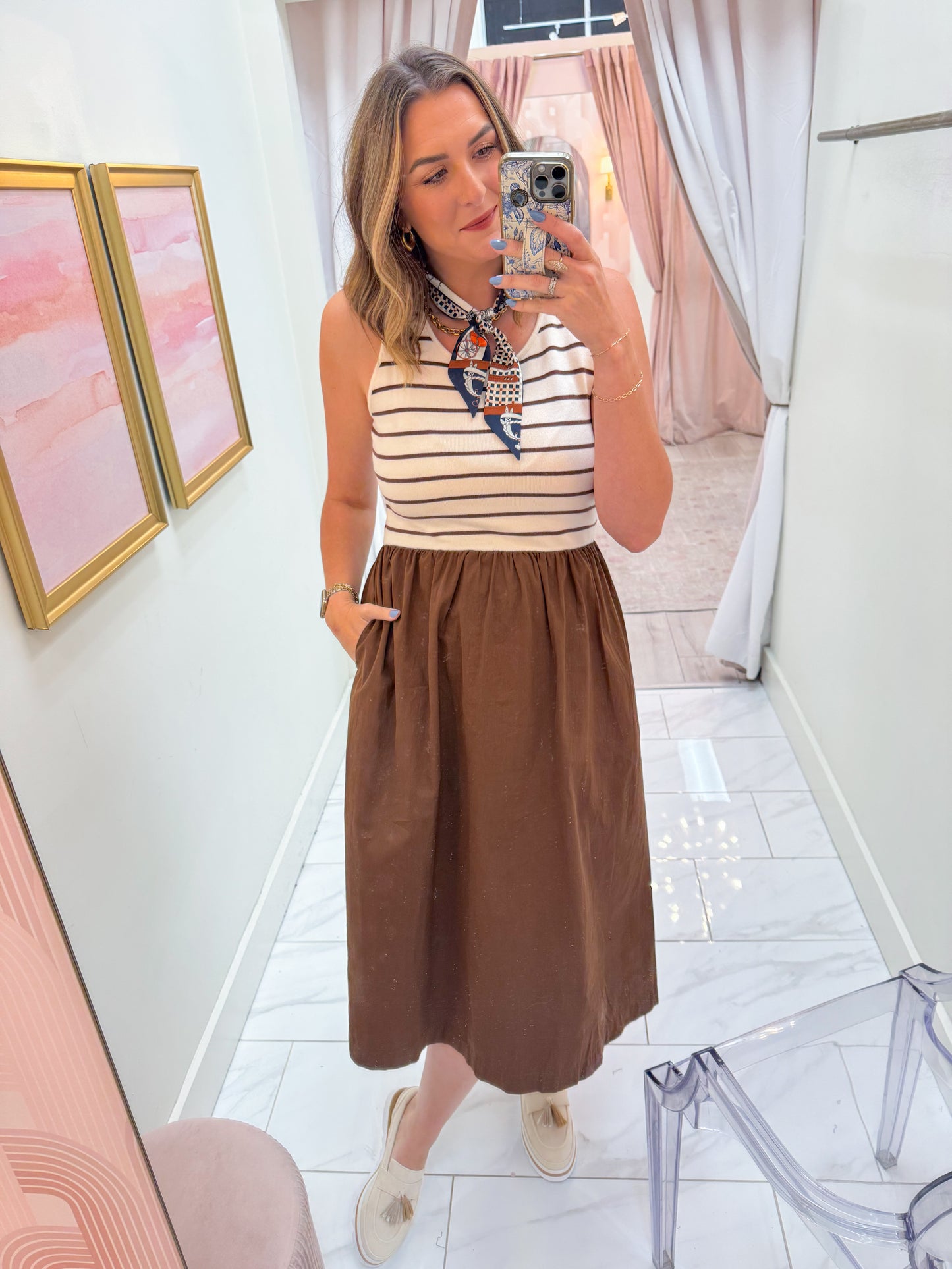 Affogato Stripe Midi Dress
