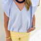 Bibi Striped Poplin V-neck Bubble Top