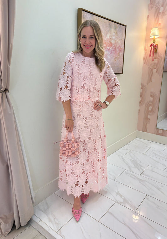Aloura Floral Lace Midi Skirt