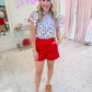 High Waist Flat Front Mini Short