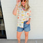 Multi Fish Shirt Button Up Top
