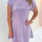 Full Sequin Knit Mini Dress Lavender