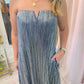 Athena Maxi Dress Pleated Silver
