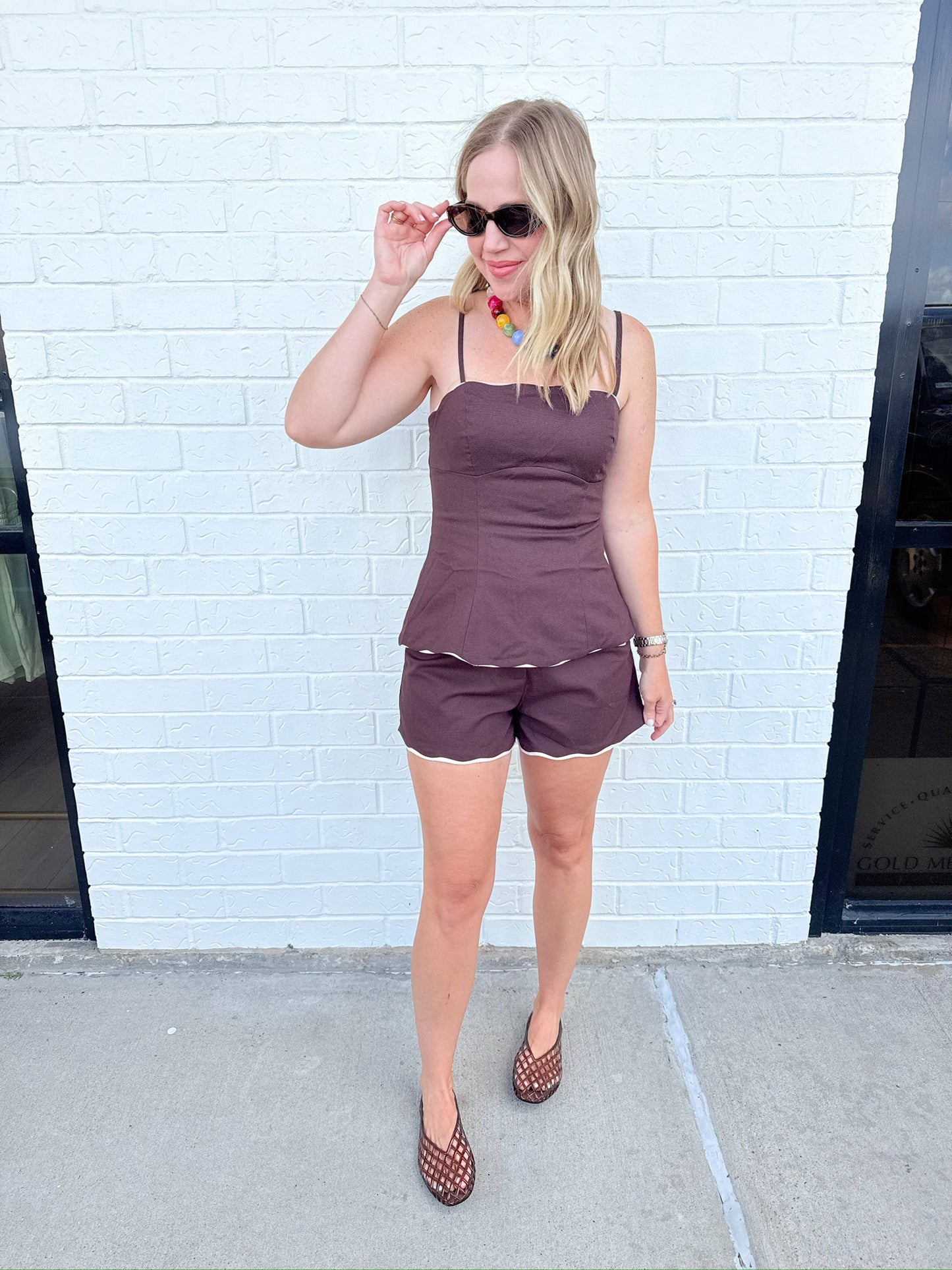 Espresso Scalloped Blouse