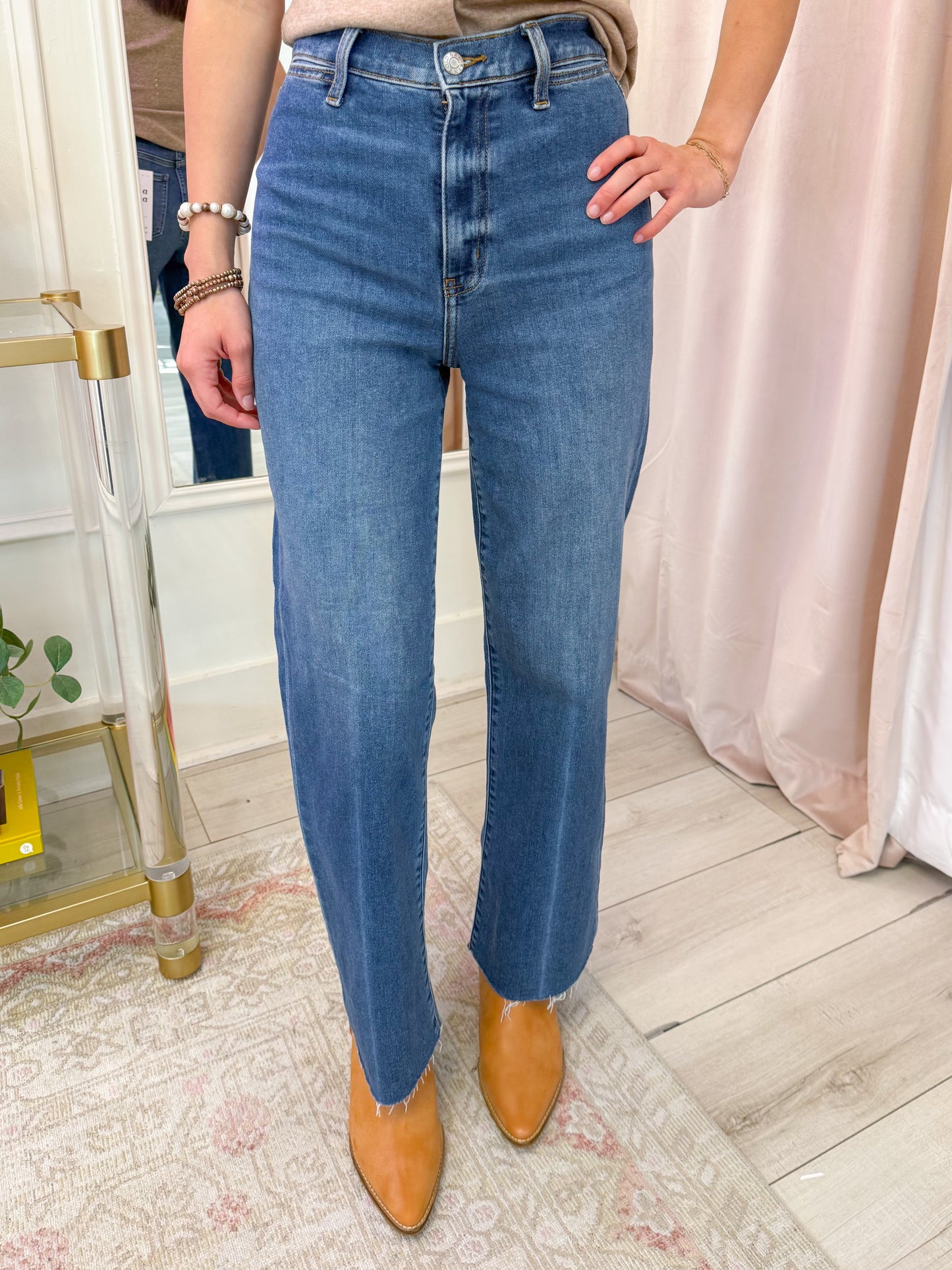 Pleaser High Rise Wide Ankle Indigo Wave