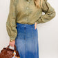 Olive Textured Floral Blouse