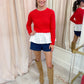 Mirren Knit Mix Peplum Top