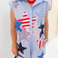 Gingham USA Stripe Patch Stars Romper