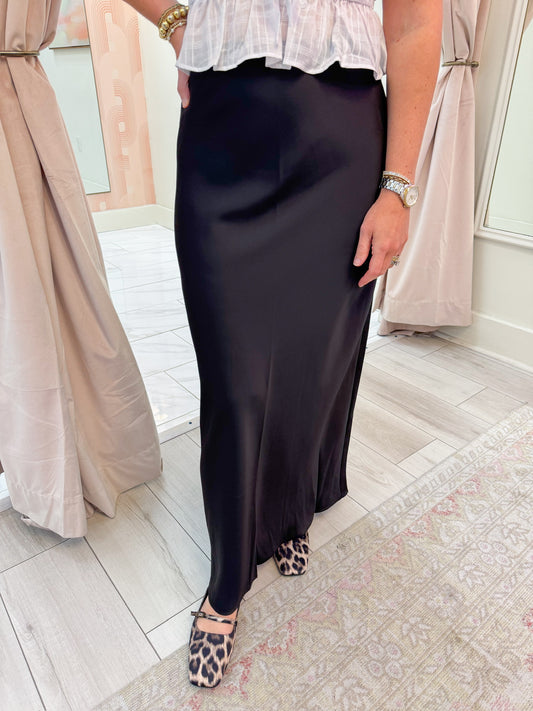 Empire Satin Maxi Skirt
