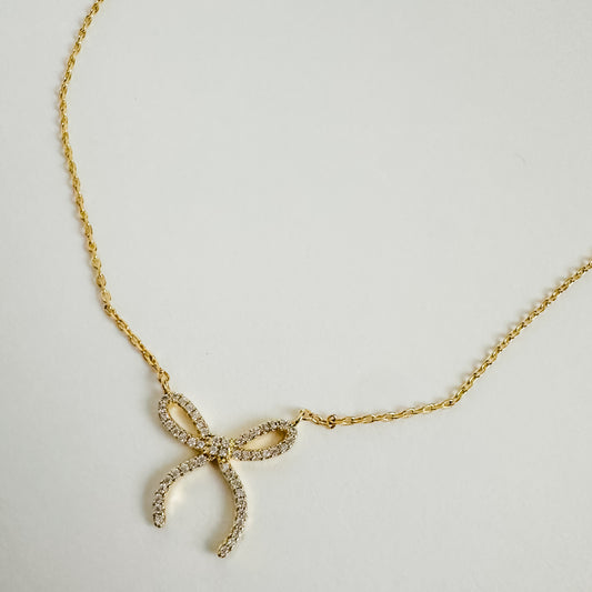 Luxe Pave Bow Necklace