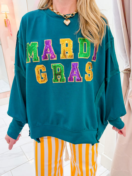 Sequin Mardi Gras Dolman Top