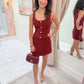 Crimson Kiss Tweed Mini Skirt